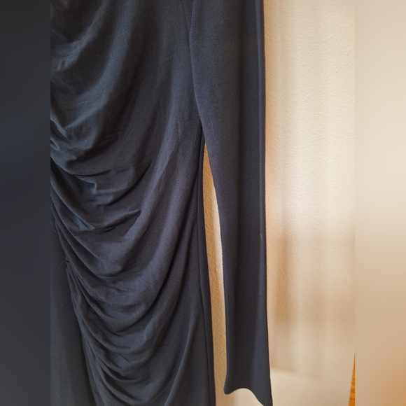 Vivienne Tam Mock Neck Long Sleeve Draping Black Zip Mini Dress Womens Size S - Picture 4 of 6